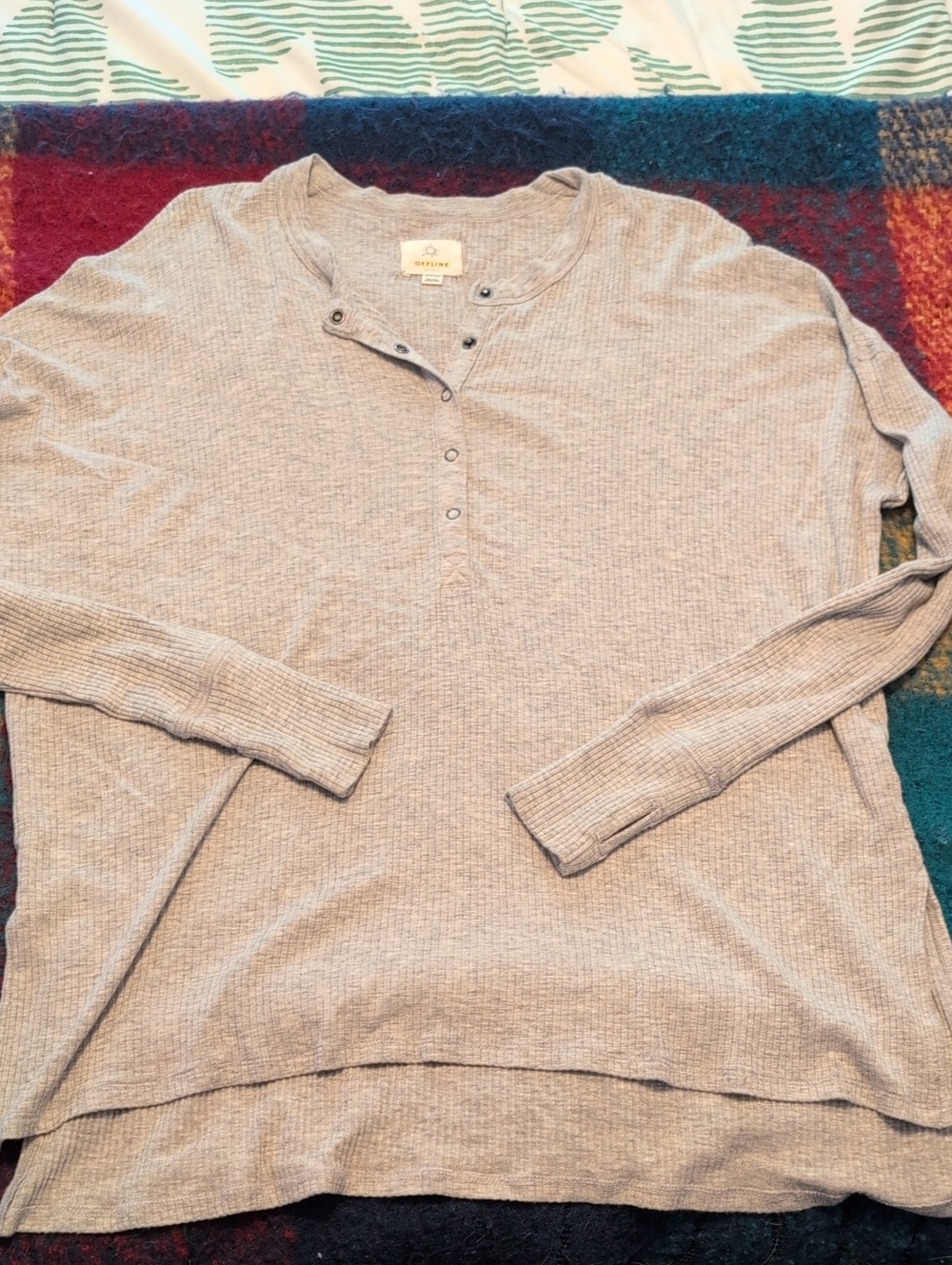 Aerie Offline Gray Long-Sleeve Henley